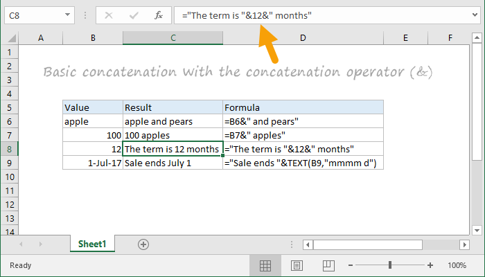 Excel Glossary Concatentation Exceljet 0530